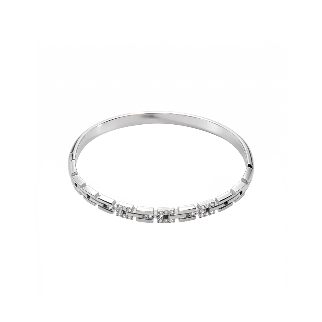 Elegant Silver Chain-Link Crystal Bracelet