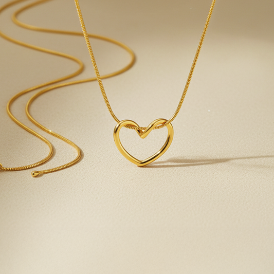 Minimal Heart Pendant Necklace – 18K Gold Love Symbol Jewelry