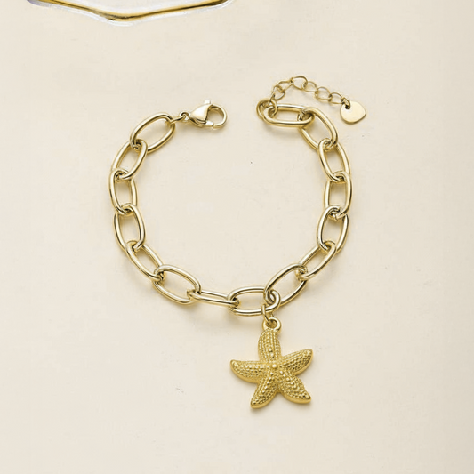 Golden Starfish Pendant – Ocean-Inspired Stainless Steel Charm