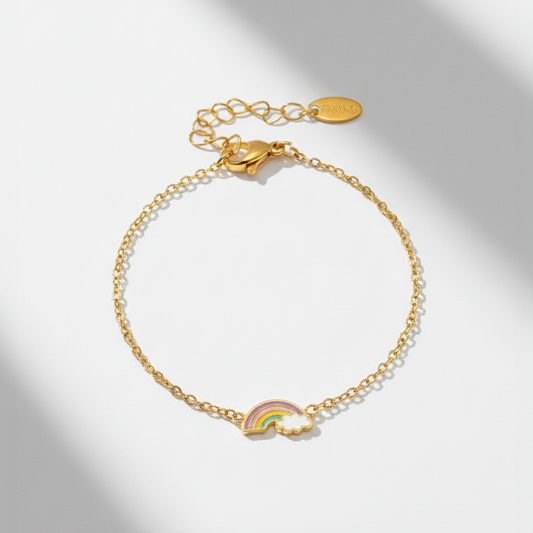 Rainbow Kids Bracelet – Gold-Plated Enamel Chain Bracelet
