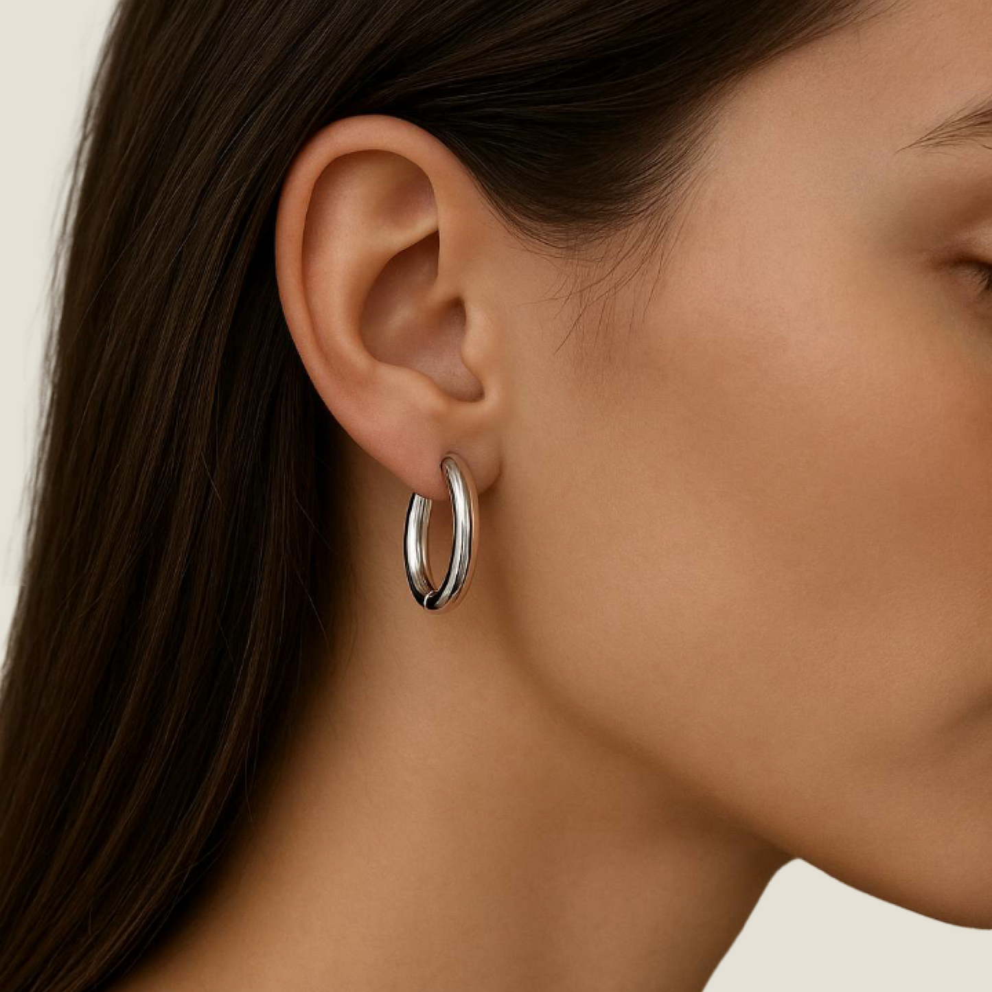 Classic Silver Hoop Earrings – Polished Stainless Steel