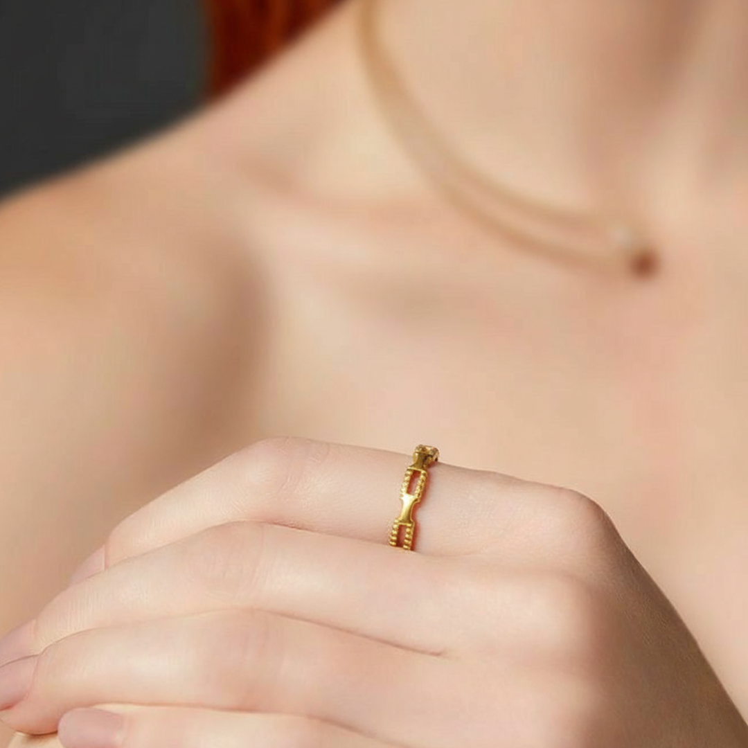 Bamboo Textured Gold Ring