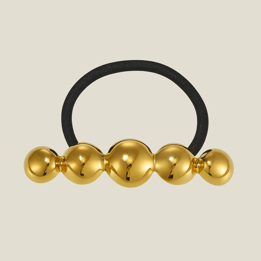 Spherical Bead Stainless Steel Hair Tie – Gold / Silver
