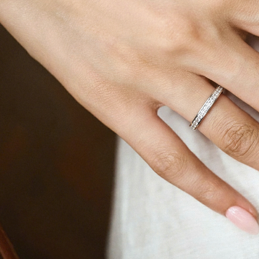 Silver Crystal Band Ring