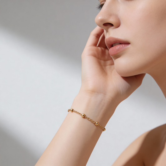 Gold Plated Stainless Steel Herringbone Chain Bracelet