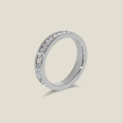 Silver Crystal Band Ring