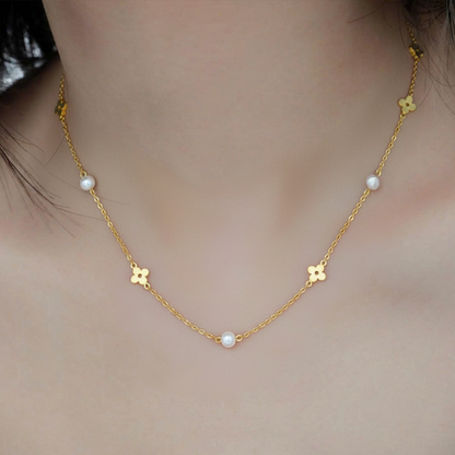 Pearl & Clover Kids Necklace – Gold-Plated Stainless Steel
