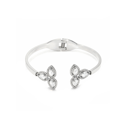 Crystal Blossom Open Bangle Bracelet