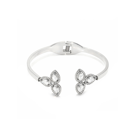 Crystal Blossom Open Bangle Bracelet