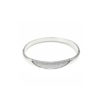 Silver Sleek Pavé Crystal Bangle Bracelet