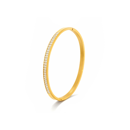 Slim Pavé Crystal Bangle – Silver & Gold