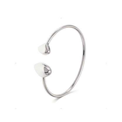 Dual Heart Minimalist Gold Bangle