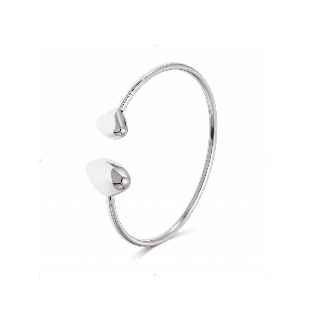 Dual Heart Minimalist Gold Bangle