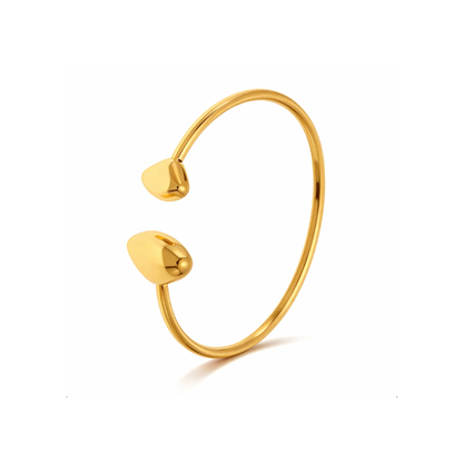 Dual Heart Minimalist Gold Bangle