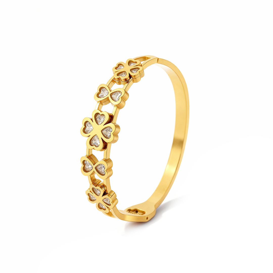 Lotus Flower Cutout Gold Bracelet