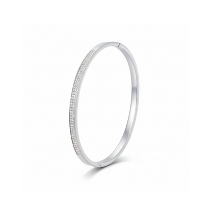 Slim Pavé Crystal Bangle – Silver & Gold