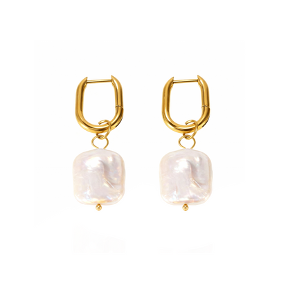 Baroque Pearl Drop Earrings – 18K Gold Plated Stainless Steel