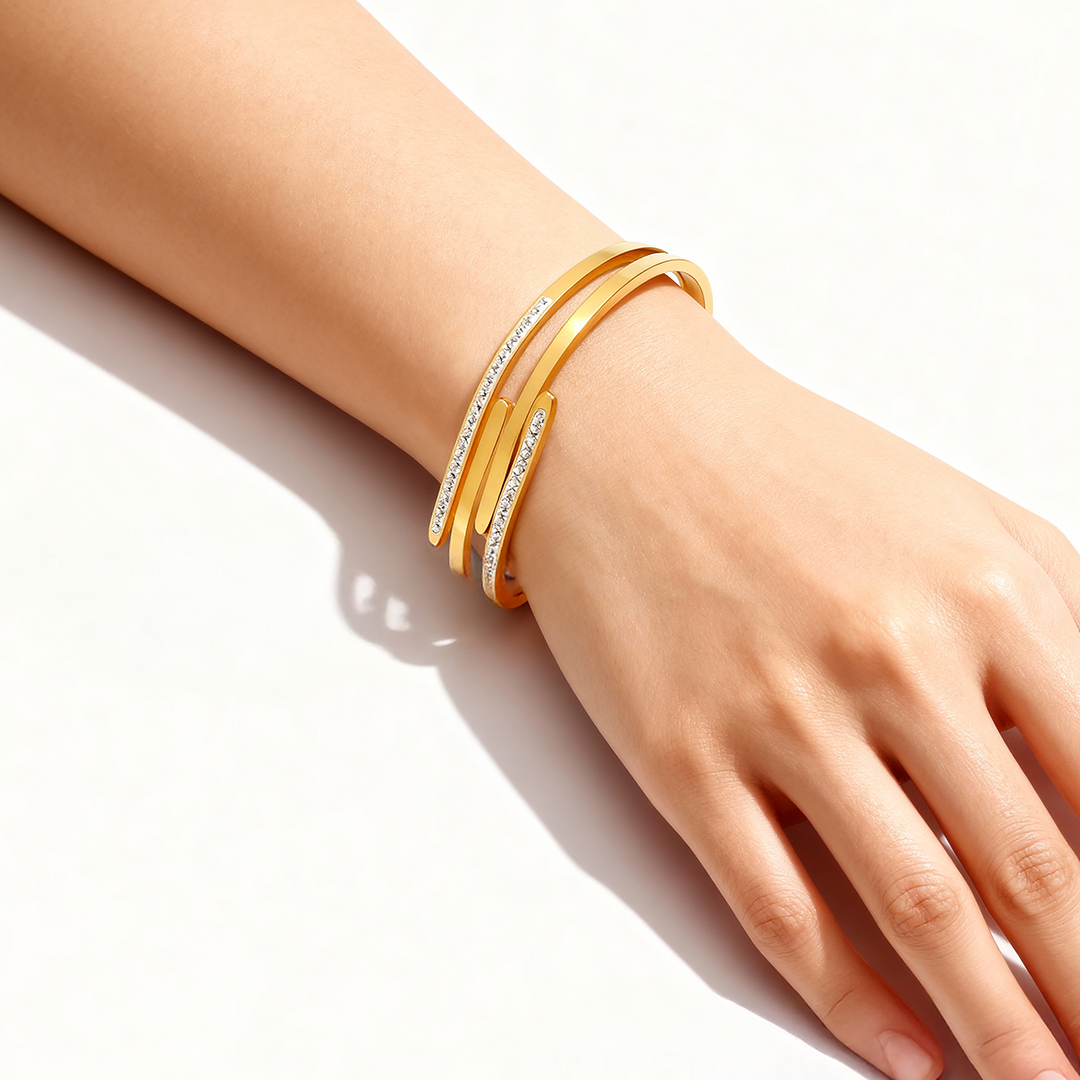Geometric Crystal Bar Bangle