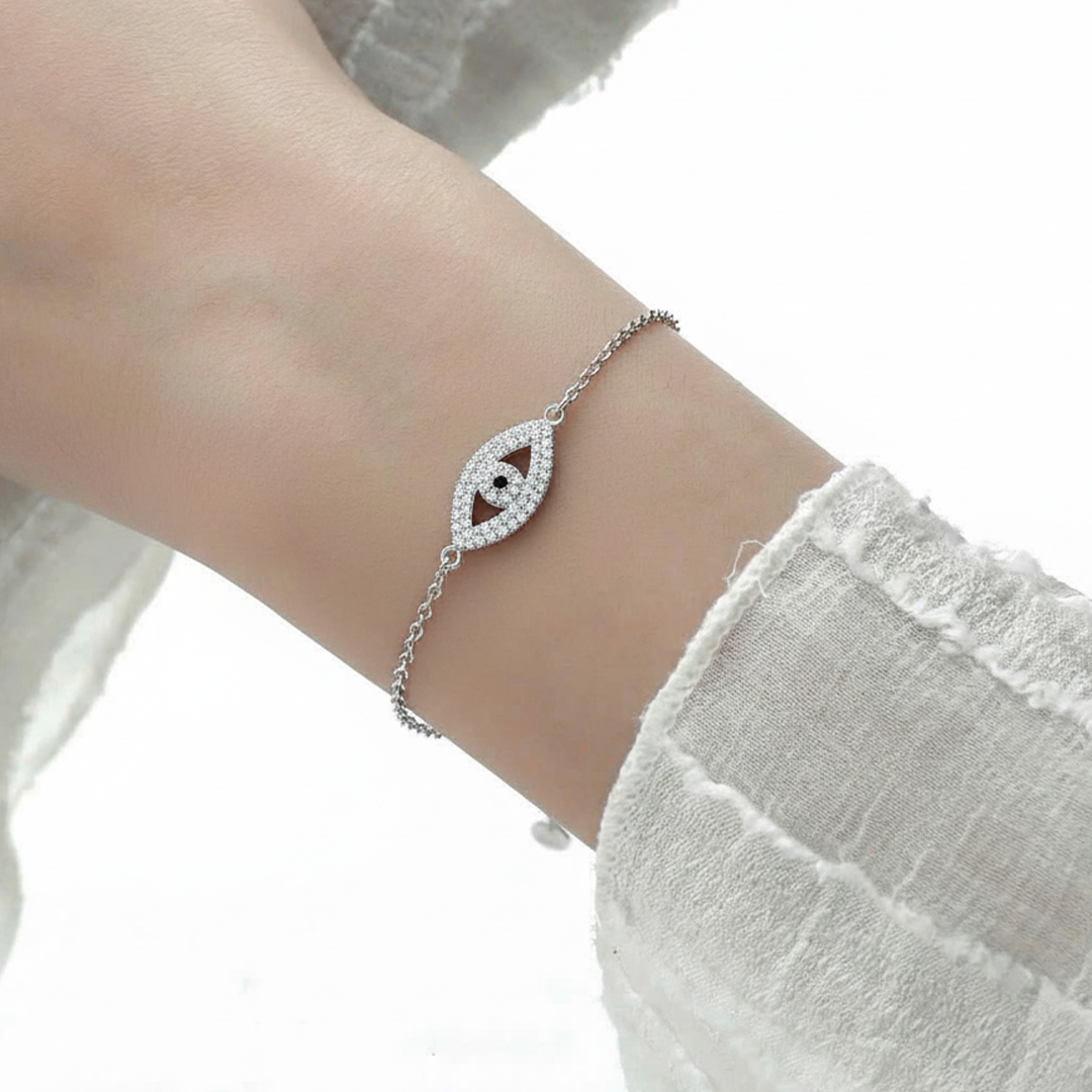 Evil Eye Crystal Bracelet – Stainless Steel Protection Jewelry