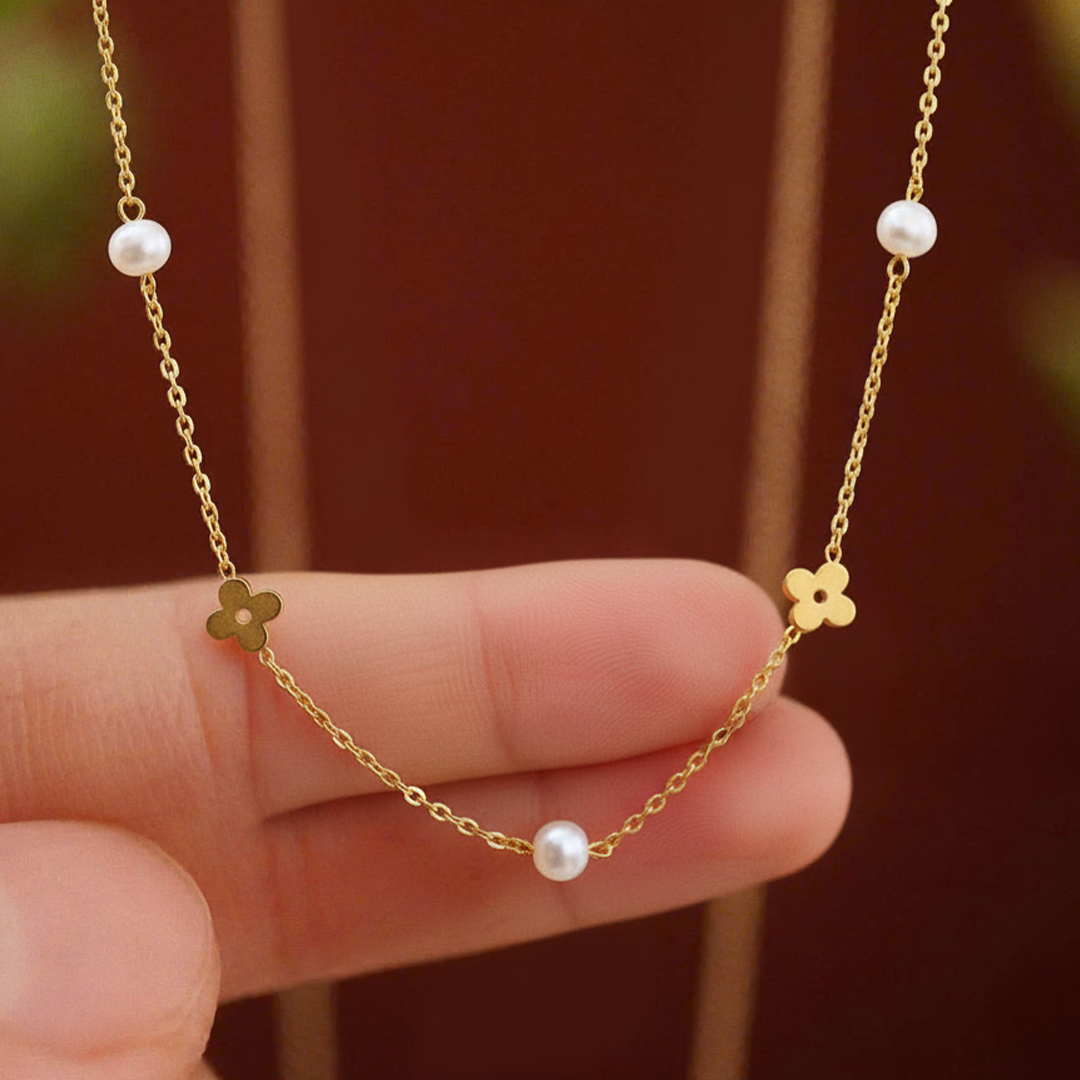Pearl & Clover Kids Necklace – Gold-Plated Stainless Steel