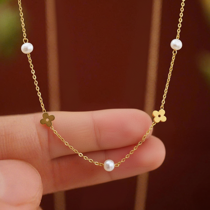 Pearl & Clover Kids Necklace – Gold-Plated Stainless Steel