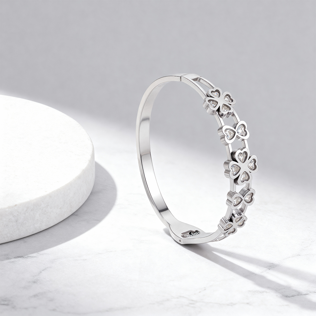 Lotus Flower Cutout Gold Bracelet