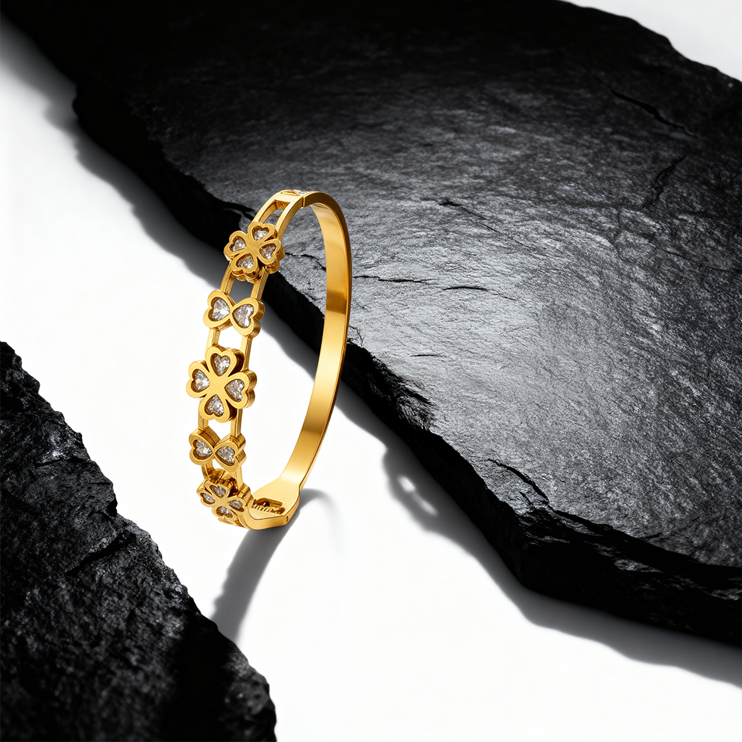 Lotus Flower Cutout Gold Bracelet