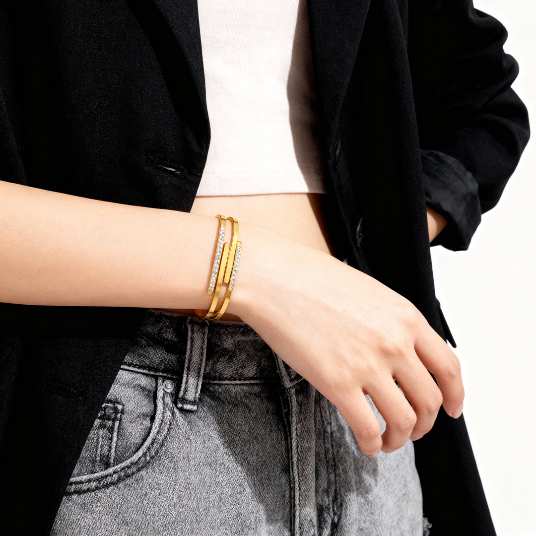 Geometric Crystal Bar Bangle