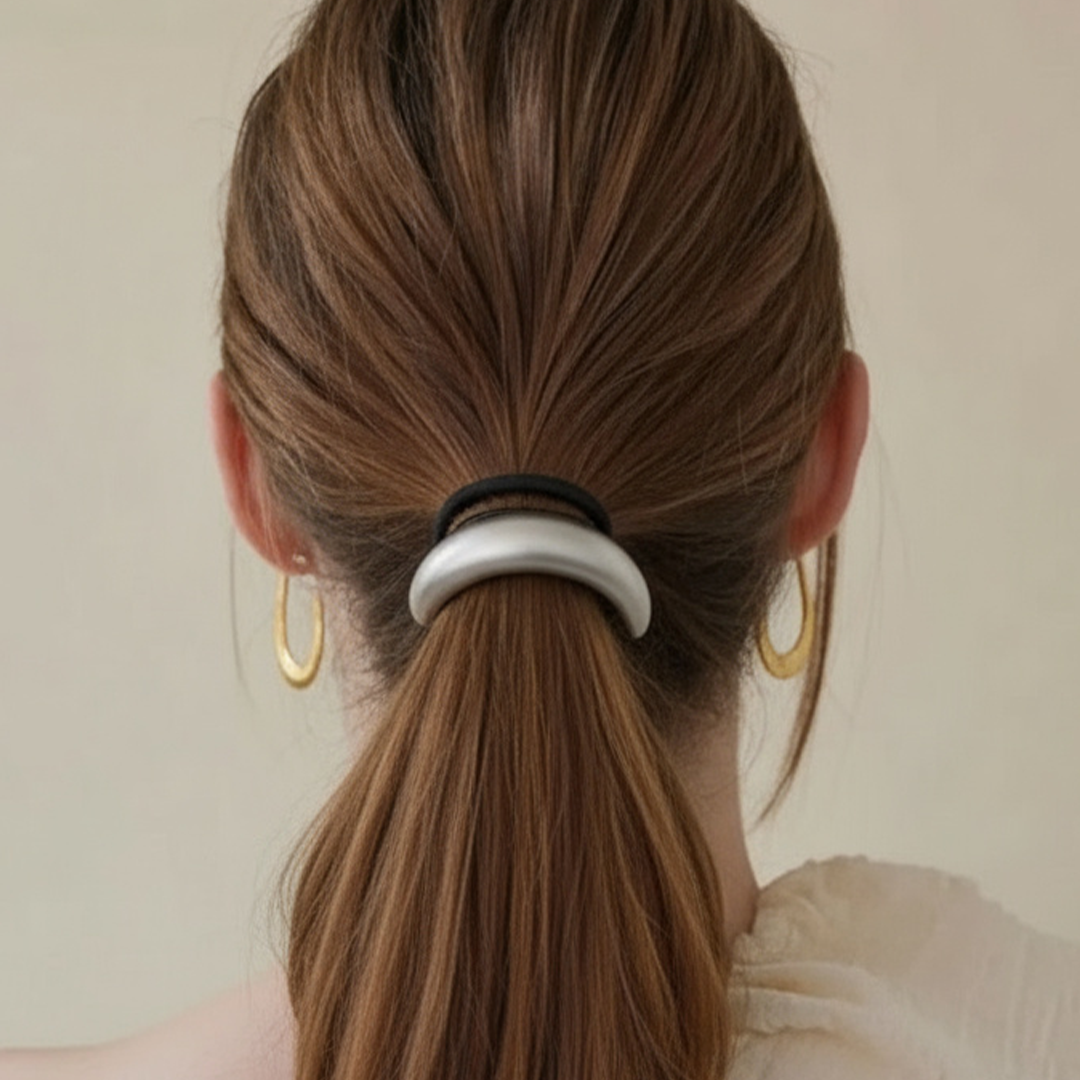 Minimalist Curve Stainless Steel Hair Tie – Gold / Silver