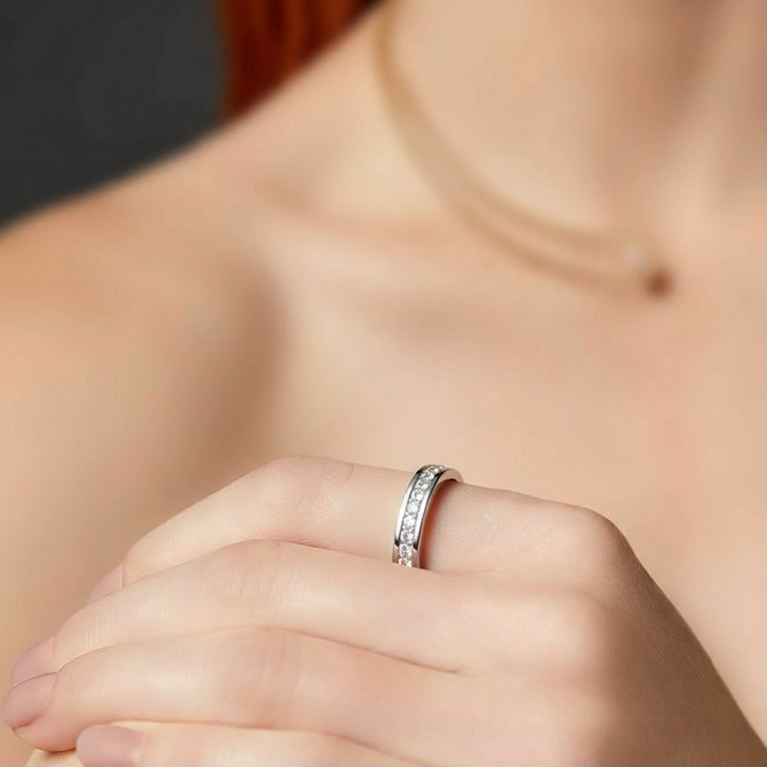 Silver Crystal Band Ring