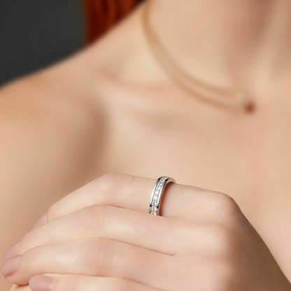 Silver Crystal Band Ring