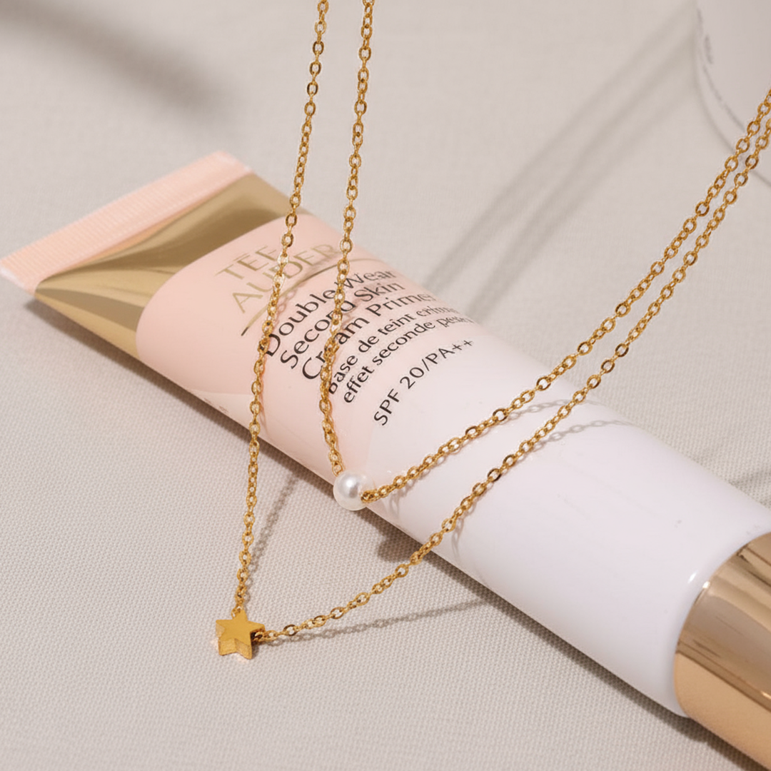 Starlight Pearl Layered Necklace – 18K Gold & Silver Plated