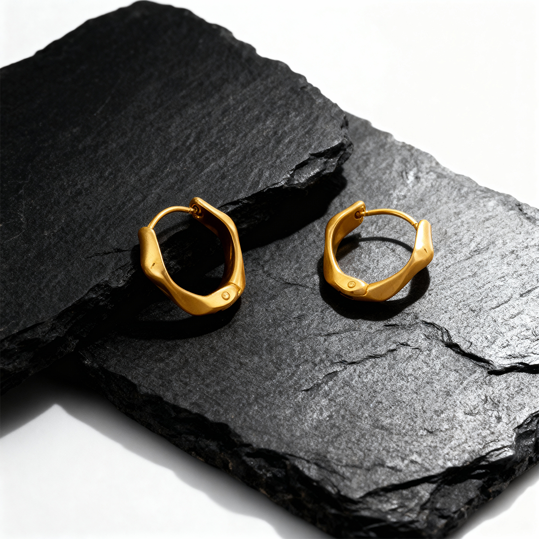 Molten Gold Hoops – 18K Gold Plated Stainless Steel Earrings