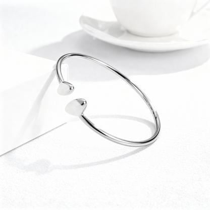 Dual Heart Minimalist Gold Bangle