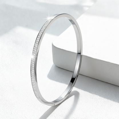 Slim Pavé Crystal Bangle – Silver & Gold