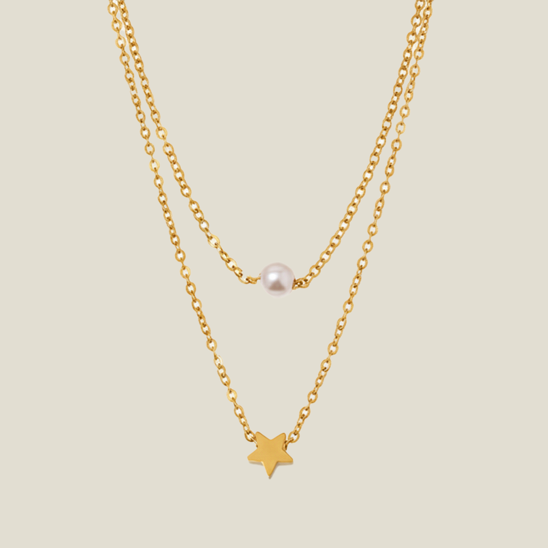 Starlight Pearl Layered Necklace – 18K Gold & Silver Plated
