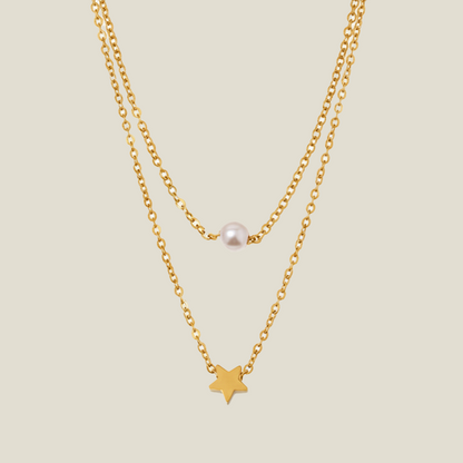 Starlight Pearl Layered Necklace – 18K Gold & Silver Plated