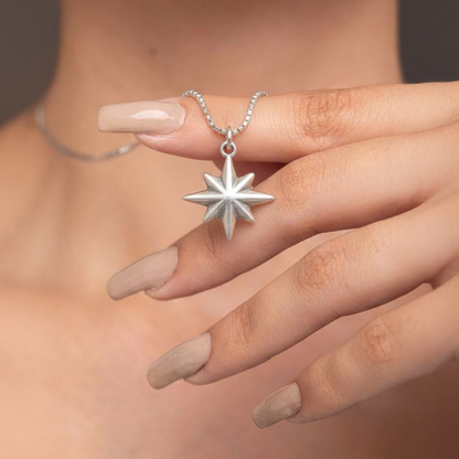 North Star Pendant – Silver & Gold Stainless Steel Charm