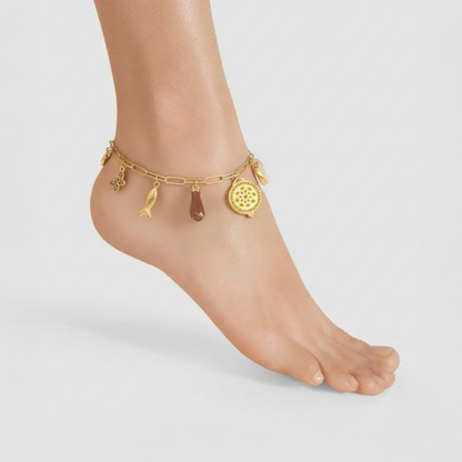 Enamel Charm Anklet – 18K Gold Plated Stainless Steel with Colorful Charms