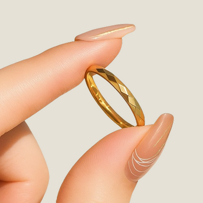 Minimal Faceted Stainless Steel Ring – Silver