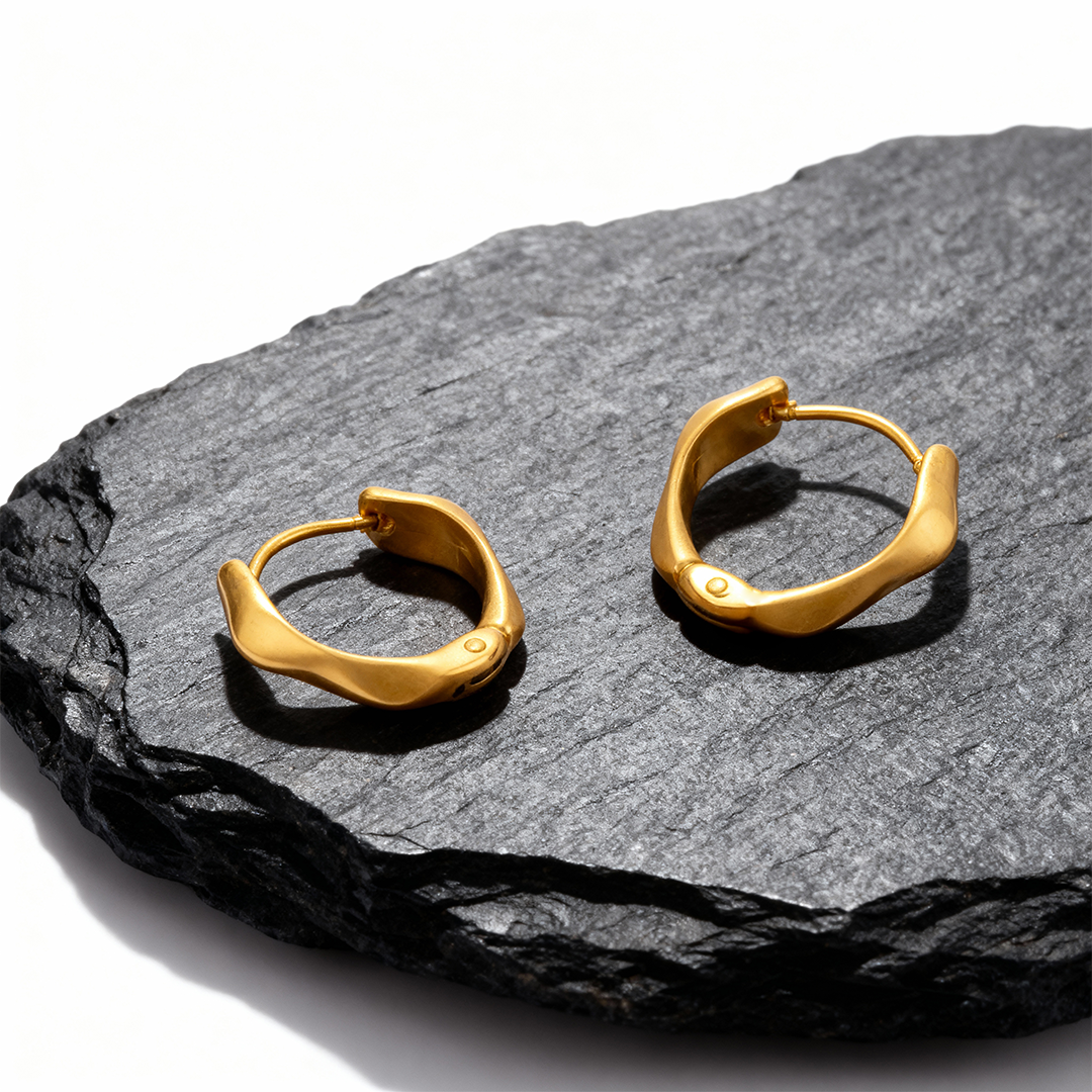 Molten Gold Hoops – 18K Gold Plated Stainless Steel Earrings