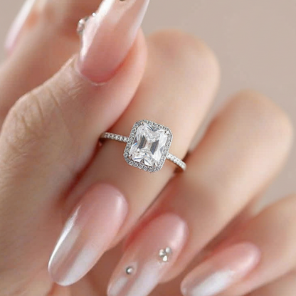 Square Gem Halo Ring