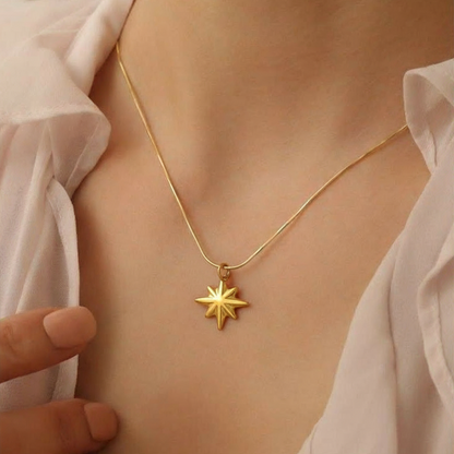 North Star Pendant – Silver & Gold Stainless Steel Charm
