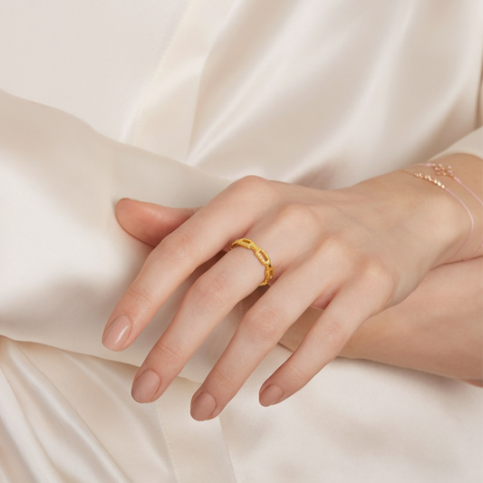 Bamboo Textured Gold Ring