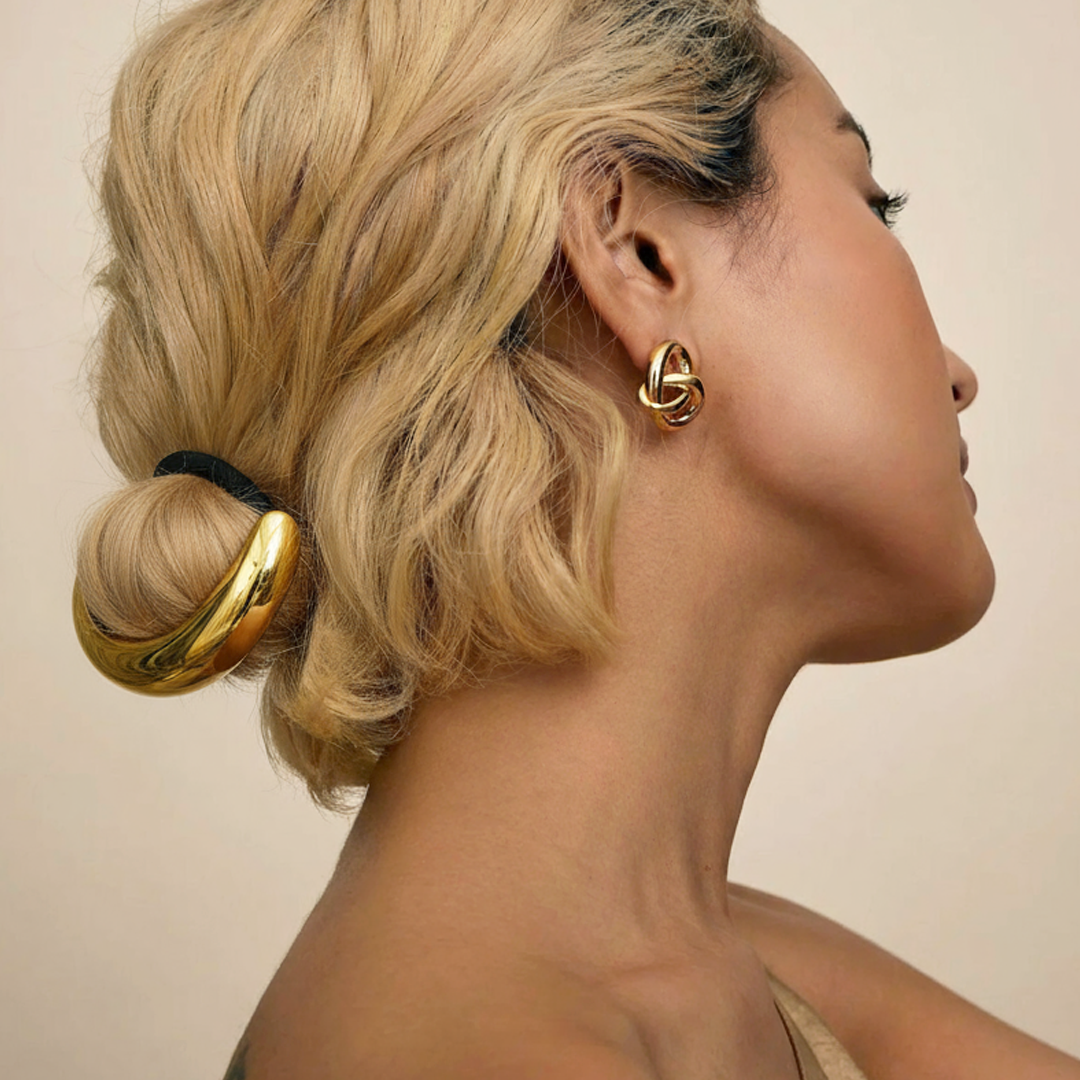 Minimalist Curve Stainless Steel Hair Tie – Gold / Silver