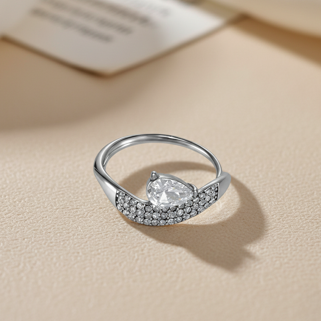 Teardrop Crystal Pavé Ring
