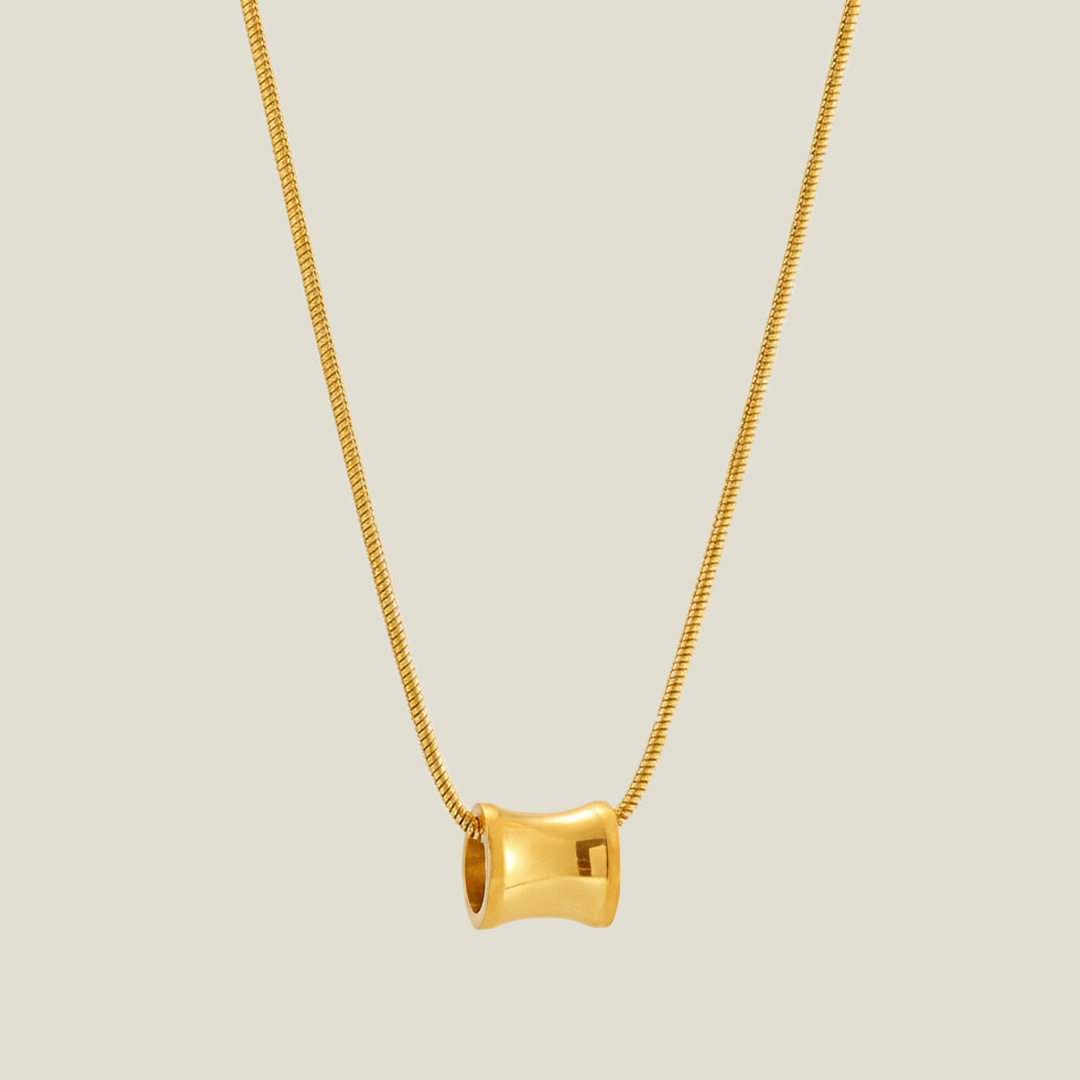 Golden Barrel Pendant Necklace – 18K Gold Plated