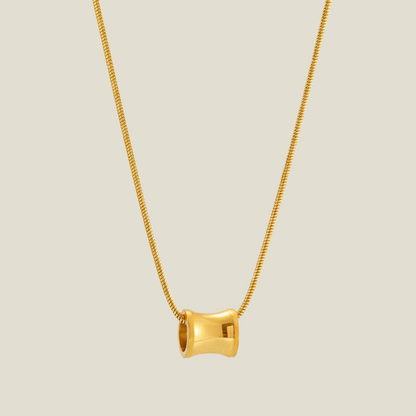 Golden Barrel Pendant Necklace – 18K Gold Plated
