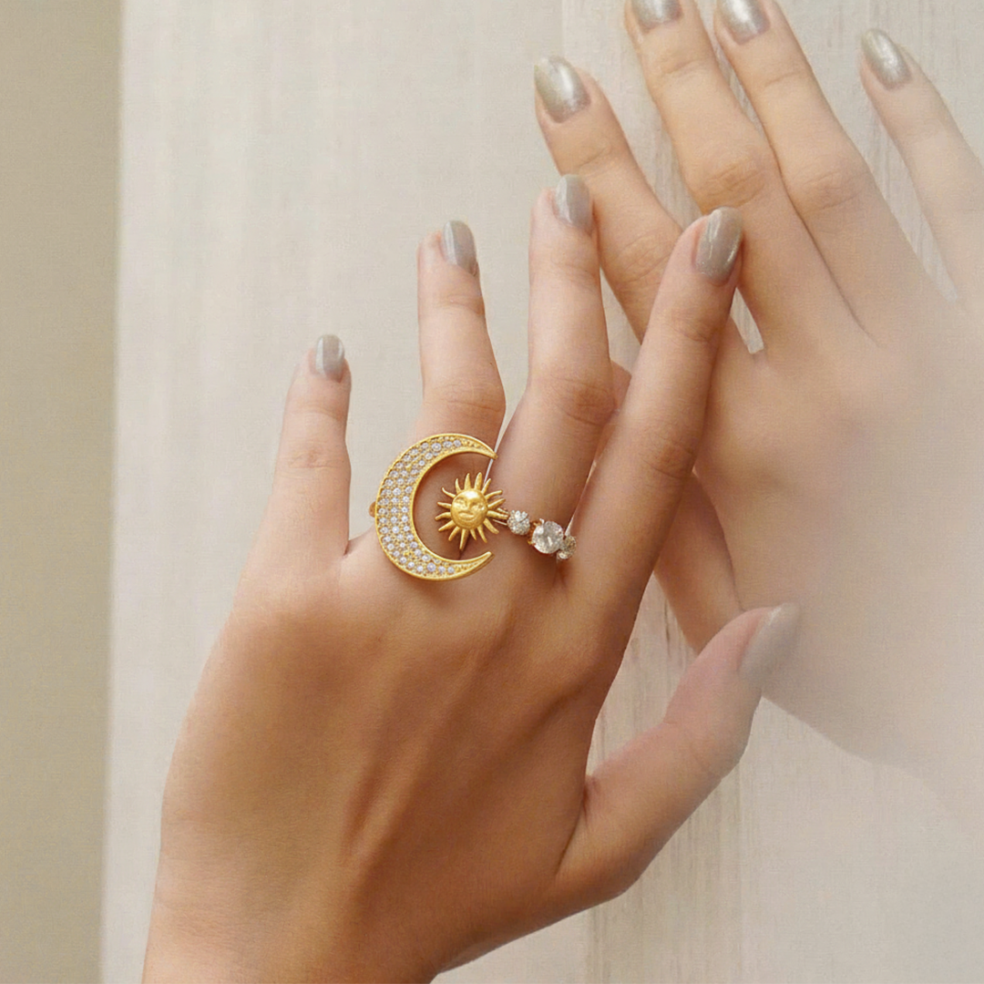 Sun & Moon Harmony Adjustable Gold Ring