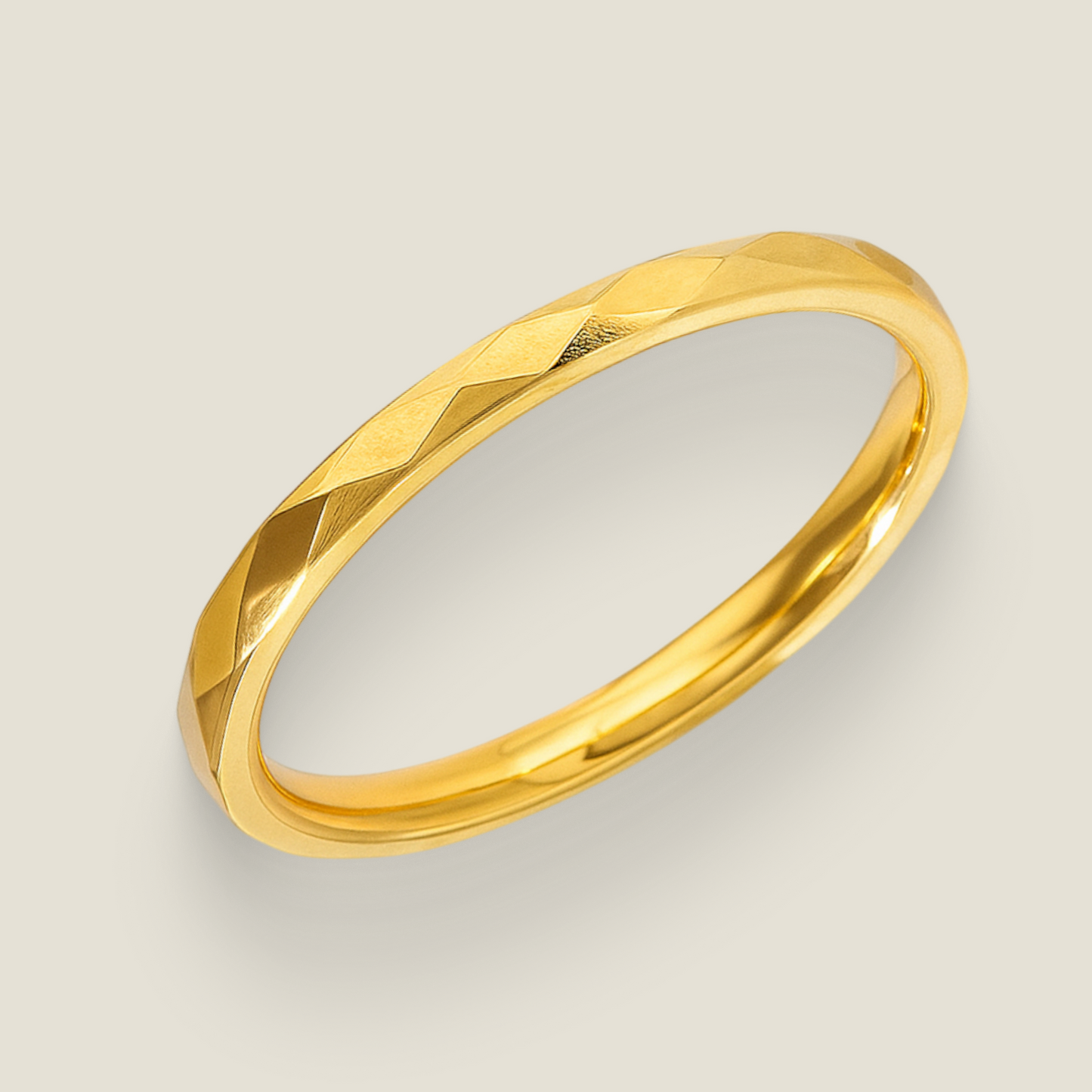 Minimal Faceted Stainless Steel Ring – Silver